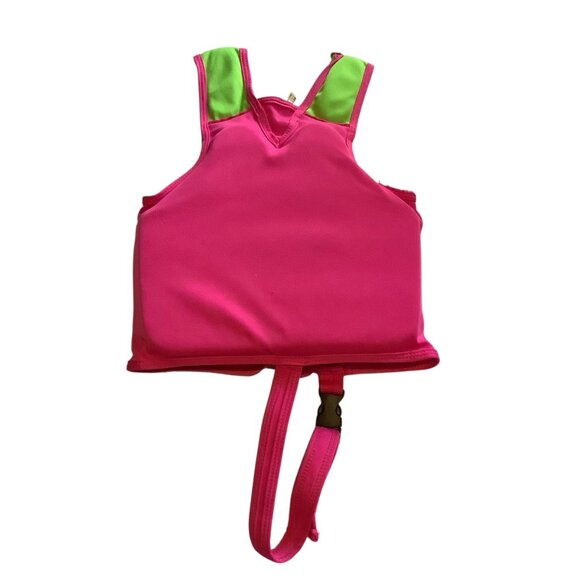 Kids SwimSchool UPF 50 Flamingo Pink & Green Swim Vest Adjustable Strap 33-55 lb - Picture 3 of 6